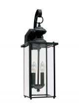 Generation Lighting Seagull 8468-12 - Jamestowne transitional 2-light outdoor exterior wall lantern in black finish with clear beveled gla