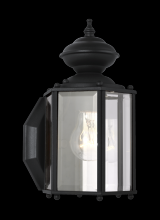 Generation Lighting Seagull 8507-12 - Classico traditional 1-light outdoor exterior small wall lantern sconce in black finish with clear b