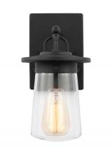 Generation Lighting Seagull 8508901-12 - Tybee traditional 1-light outdoor exterior small wall lantern in black finish with clear glass shade
