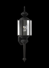 Generation Lighting Seagull 8510-12 - Classico traditional 1-light outdoor exterior large wall lantern sconce in black finish with clear b