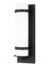 Generation Lighting Seagull 8518301-12 - Alban modern 1-light outdoor exterior small wall lantern in black with etched opal glass shade