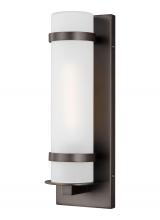 Generation Lighting Seagull 8518301-71 - Alban modern 1-light outdoor exterior small wall lantern in antique bronze with etched opal glass sh