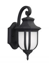 Generation Lighting Seagull 8536301-12 - Childress traditional 1-light outdoor exterior small wall lantern sconce in black finish with satin