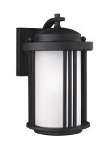 Generation Lighting Seagull 8547901-12 - Crowell contemporary 1-light outdoor exterior small wall lantern sconce in black finish with satin e