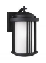 Generation Lighting Seagull 8547901DEN3-12 - Crowell contemporary 1-light LED outdoor exterior small wall lantern sconce in black finish with sat
