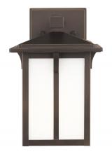 Generation Lighting Seagull 8552701-71 - Tomek modern 1-light outdoor exterior small wall lantern sconce in antique bronze finish with etched