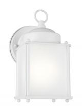 Generation Lighting Seagull 8592001-15 - New Castle traditional 1-light outdoor exterior wall lantern sconce in white finish with satin etche