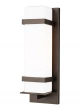 Generation Lighting Seagull 8620701-71 - Alban modern 1-light outdoor exterior medium square wall lantern in antique bronze finish with etche