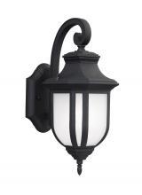 Generation Lighting Seagull 8636301-12 - Childress traditional 1-light outdoor exterior medium wall lantern sconce in black finish with satin