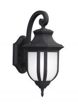 Generation Lighting Seagull 8636301EN3-12 - Childress traditional 1-light LED outdoor exterior medium wall lantern sconce in black finish with s