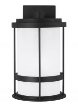 Generation Lighting Seagull 8690901DEN3-12 - Wilburn modern 1-light LED outdoor exterior Dark Sky compliant medium wall lantern sconce in black f