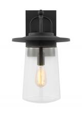 Generation Lighting Seagull 8708901-12 - Tybee traditional 1-light outdoor exterior large wall lantern in black finish with clear glass shade