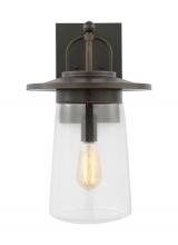 Generation Lighting Seagull 8708901-71 - Tybee traditional 1-light outdoor exterior large wall lantern in antique bronze finish with clear gl