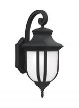 Generation Lighting Seagull 8736301-12 - Childress traditional 1-light outdoor exterior large wall lantern sconce in black finish with satin