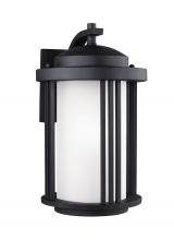 Generation Lighting Seagull 8747901DEN3-12 - Crowell contemporary 1-light LED outdoor exterior medium wall lantern sconce in black finish with sa