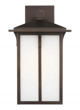 Generation Lighting Seagull 8752701-71 - Tomek modern 1-light outdoor exterior large wall lantern sconce in antique bronze finish with etched