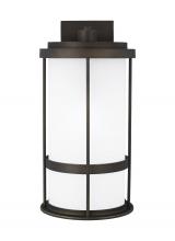 Generation Lighting Seagull 8790901-71 - Wilburn modern 1-light outdoor exterior large wall lantern sconce in antique bronze finish with sati