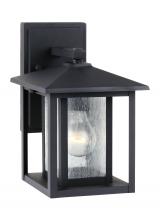 Generation Lighting Seagull 88025-12 - Hunnington contemporary 1-light outdoor exterior small wall lantern in black finish with clear seede