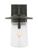 Generation Lighting Seagull 8808901-71 - Tybee traditional 1-light outdoor exterior extra-large wall lantern in antique bronze finish with cl