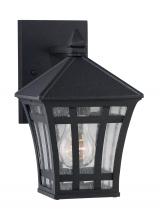 Generation Lighting Seagull 88131-12 - Herrington transitional 1-light outdoor exterior small wall lantern sconce in black finish with clea