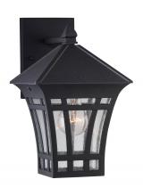 Generation Lighting Seagull 88132-12 - Herrington transitional 1-light outdoor exterior medium wall lantern sconce in black finish with cle