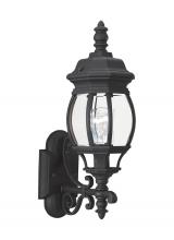 Generation Lighting Seagull 88200-12 - Wynfield traditional 1-light outdoor exterior wall lantern sconce uplight in black finish with clear