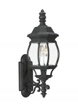 Generation Lighting Seagull 88201-12 - Wynfield traditional 2-light outdoor exterior wall lantern sconce in black finish with clear beveled