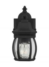 Generation Lighting Seagull 88203-12 - Wynfield traditional 1-light outdoor exterior small wall lantern sconce in black finish with clear b