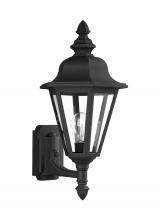 Generation Lighting Seagull 8824-12 - Brentwood traditional 1-light outdoor exterior uplight wall lantern sconce in black finish with clea