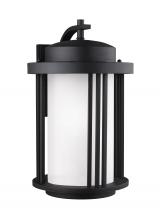 Generation Lighting Seagull 8847901-12 - Crowell contemporary 1-light outdoor exterior large wall lantern sconce in black finish with satin e