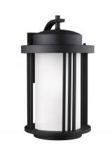 Generation Lighting Seagull 8847901DEN3-12 - Crowell contemporary 1-light LED outdoor exterior large wall lantern sconce in black finish with sat