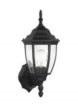 Generation Lighting Seagull 88940-12 - Bakersville traditional 1-light outdoor exterior wall lantern in black finish with clear curved beve