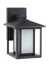 Generation Lighting Seagull 89029-12 - Hunnington contemporary 1-light outdoor exterior small wall lantern in black finish with etched seed
