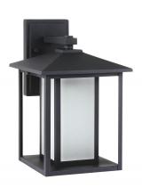 Generation Lighting Seagull 8903197S-12 - Hunnington contemporary 1-light outdoor exterior large led outdoor wall lantern in black finish with
