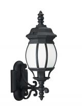 Generation Lighting Seagull 89102EN3-12 - Wynfield traditional 1-light LED outdoor exterior medium wall lantern sconce in black finish with fr
