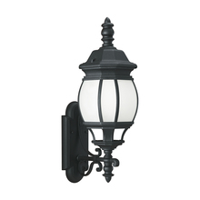 Generation Lighting Seagull 89103-12 - Wynfield traditional 1-light outdoor exterior large wall lantern sconce in black finish with frosted