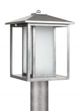 Generation Lighting Seagull 89129-57 - Hunnington contemporary 1-light outdoor exterior post lantern in weathered pewter grey finish with e