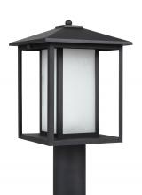 Generation Lighting Seagull 89129EN3-12 - Hunnington contemporary 1-light LED outdoor exterior post lantern in black finish with etched seeded