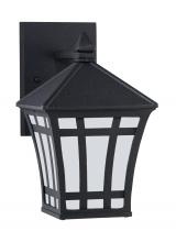 Generation Lighting Seagull 89131-12 - Herrington transitional 1-light outdoor exterior small wall lantern sconce in black finish with etch