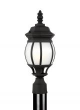 Generation Lighting Seagull 89202-12 - Wynfield traditional 1-light outdoor exterior small post lantern in black finish with frosted glass