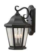 Generation Lighting Seagull OL5902BK - Martinsville traditional 3-light outdoor exterior large wall lantern sconce in black finish with cle