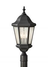 Generation Lighting Seagull OL5907BK - Martinsville traditional 3-light outdoor exterior post lantern in black finish with clear seeded gla