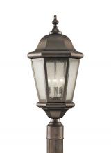 Generation Lighting Seagull OL5907CB - Martinsville traditional 3-light outdoor exterior post lantern in corinthian bronze finish with clea
