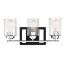 Savoy House 8-2154-3-67 - Redmond 3-Light Bathroom Vanity Light in Matte Black with Polished Chrome Accents