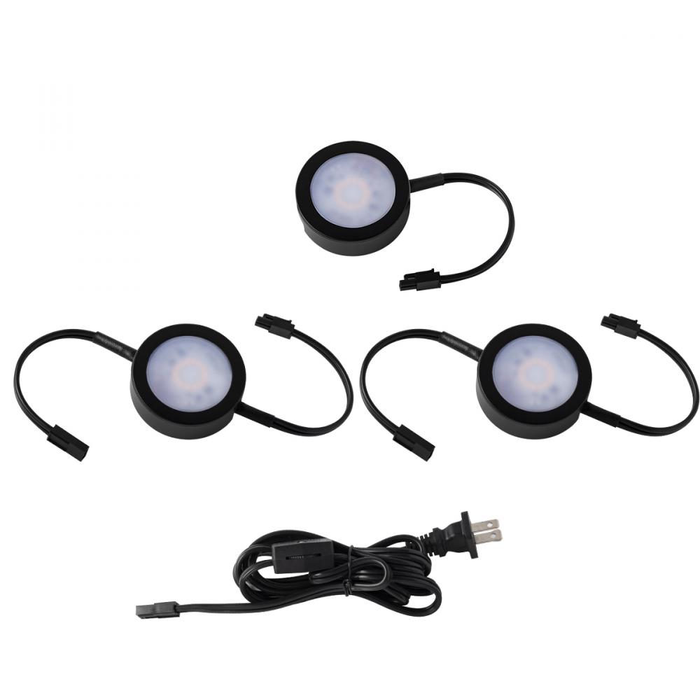 Puck Light Kit- 2 Double Wire Lights, 1 Single Wire Lights, and Cord