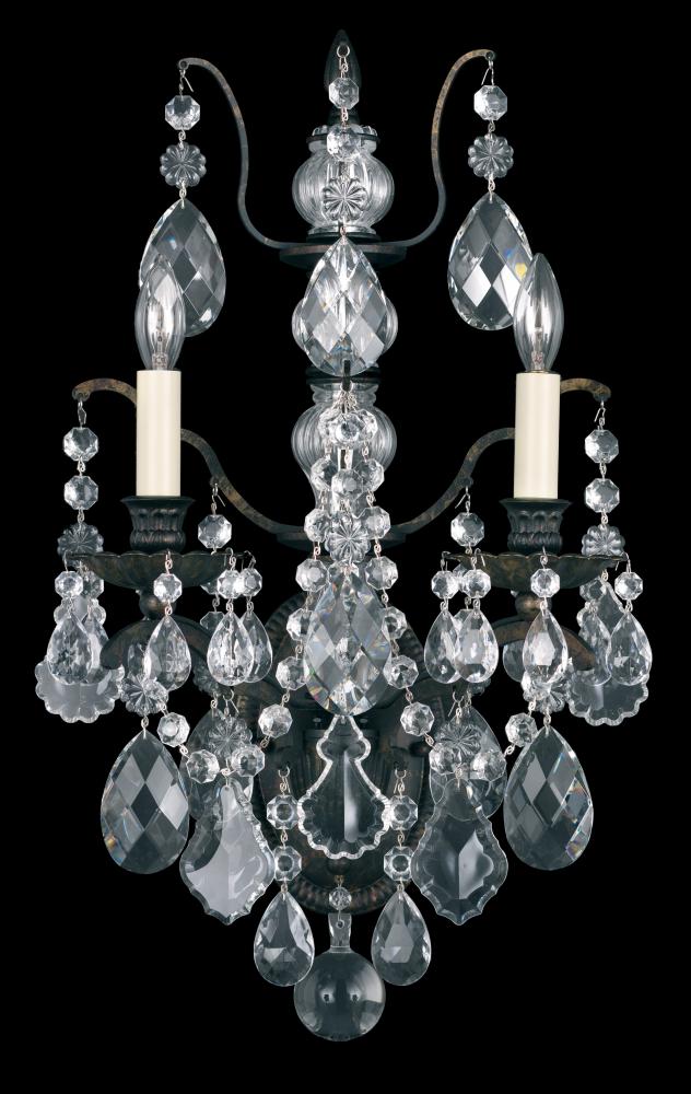 Bordeaux 2 Light 120V Wall Sconce in Antique Silver with Clear Heritage Handcut Crystal