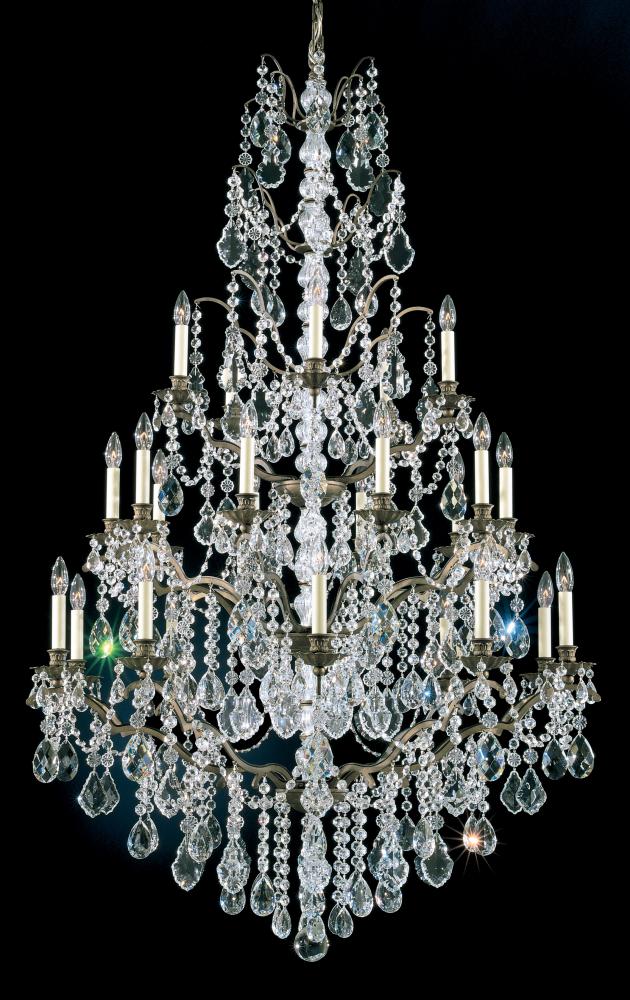 Bordeaux 25 Light 120V Chandelier in Antique Silver with Clear Heritage Handcut Crystal