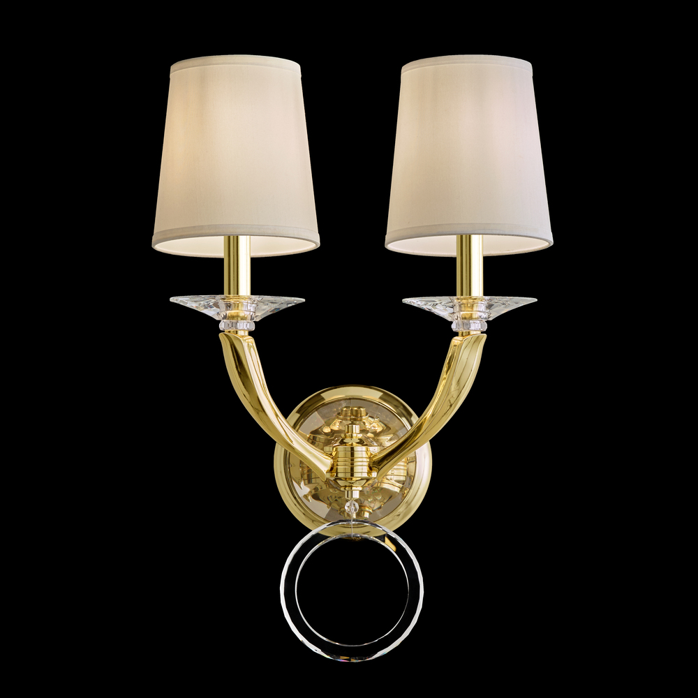 Emilea 2 Light 120V Wall Sconce in Etruscan Gold with Clear Optic Crystal
