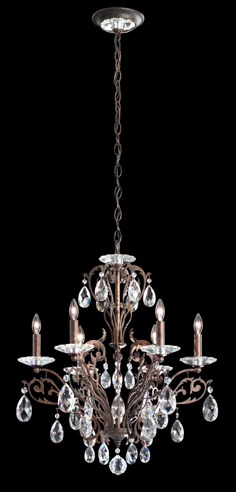 Filigrae 6 Light 120V Chandelier in Antique Silver with Clear Heritage Handcut Crystal