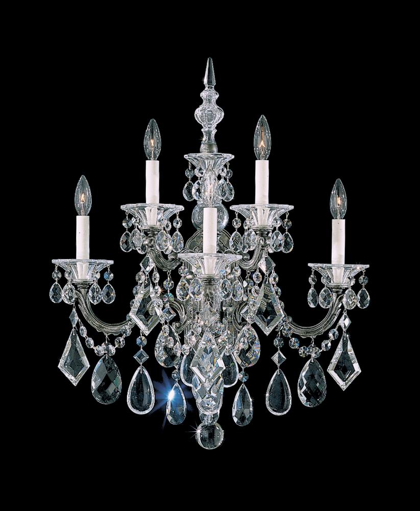 La Scala 5 Light 120V Wall Sconce in Heirloom Bronze with Clear Heritage Handcut Crystal
